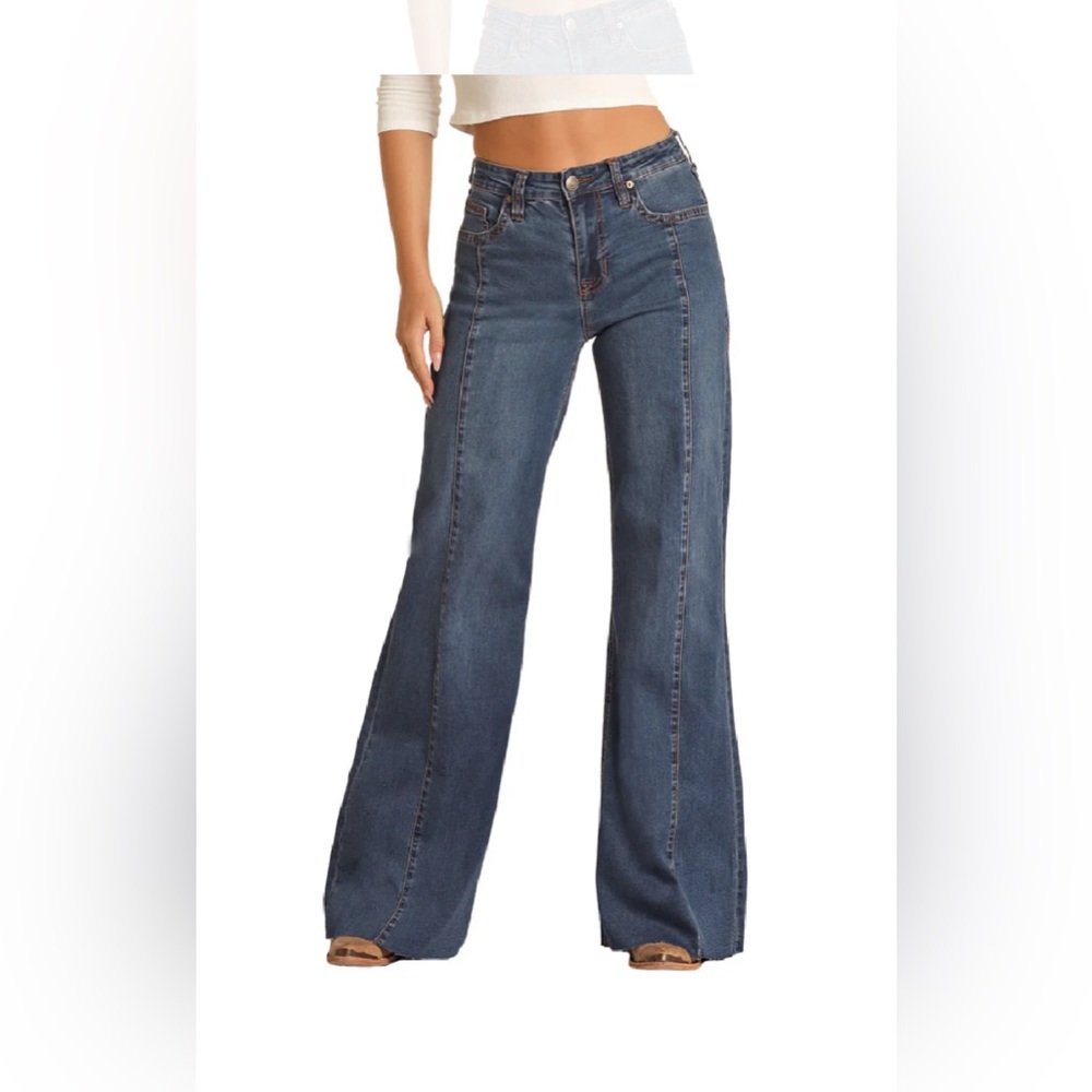 SOLD Rock & Roll Denim jeans with hems let out 27XL